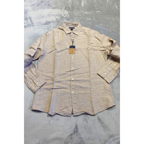Charles Tyrwhitt Men's Medium Oatmeal 100% Pure Linen Slim Fit Shirt - Picture 1 of 10